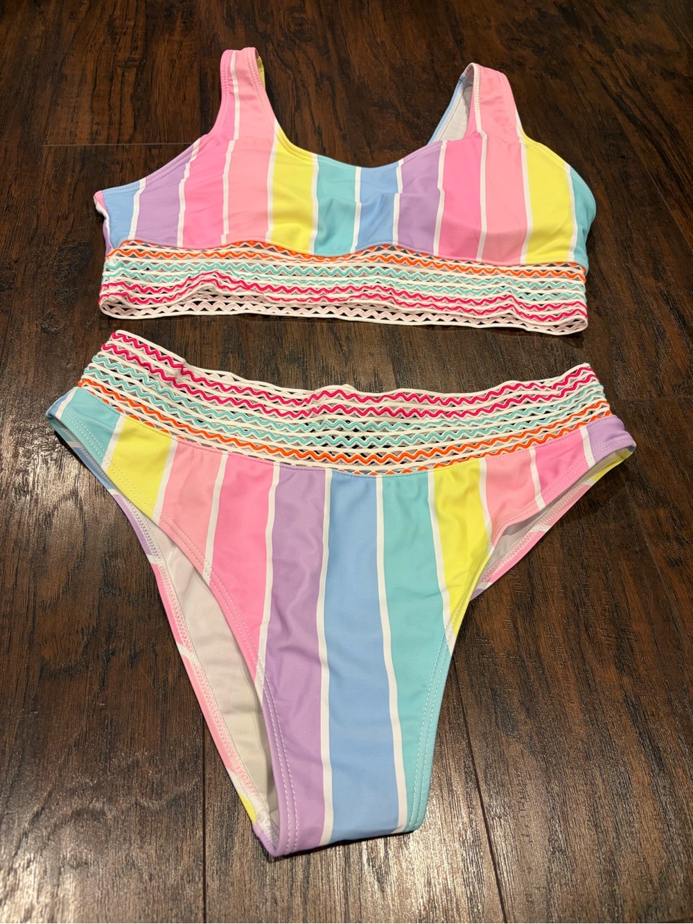 Pastel Rainbow Striped Bikini Set